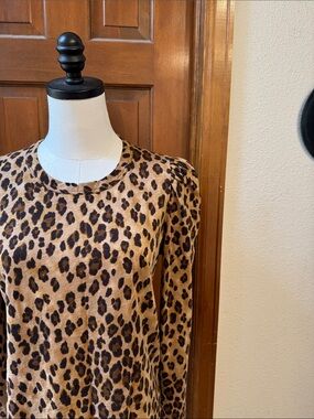 Veronica Beard Jeans Leopard Print Puff-Sleeve Top in Brown and Black Size M
